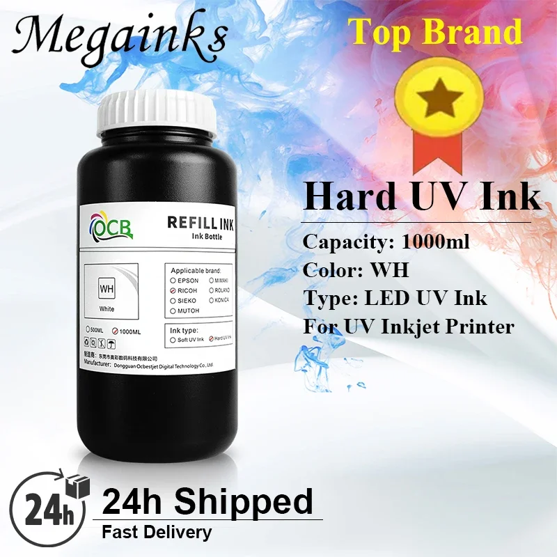OCB GH2220 LED UV Ink 1000ML GH 2220 UV Curing Ink For Ricoh GH 2220 Printhead for Ricoh Printer Hard or Soft K C M Y White