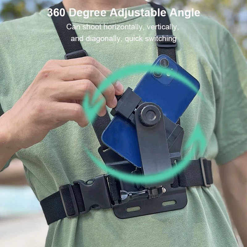 Chest Strap Rotate Phone Mount for iphone Smart Phone Belt Body Harness Holder for Gopro Hero 12 11 10 9 8 7 Insta360 Dji Camera
