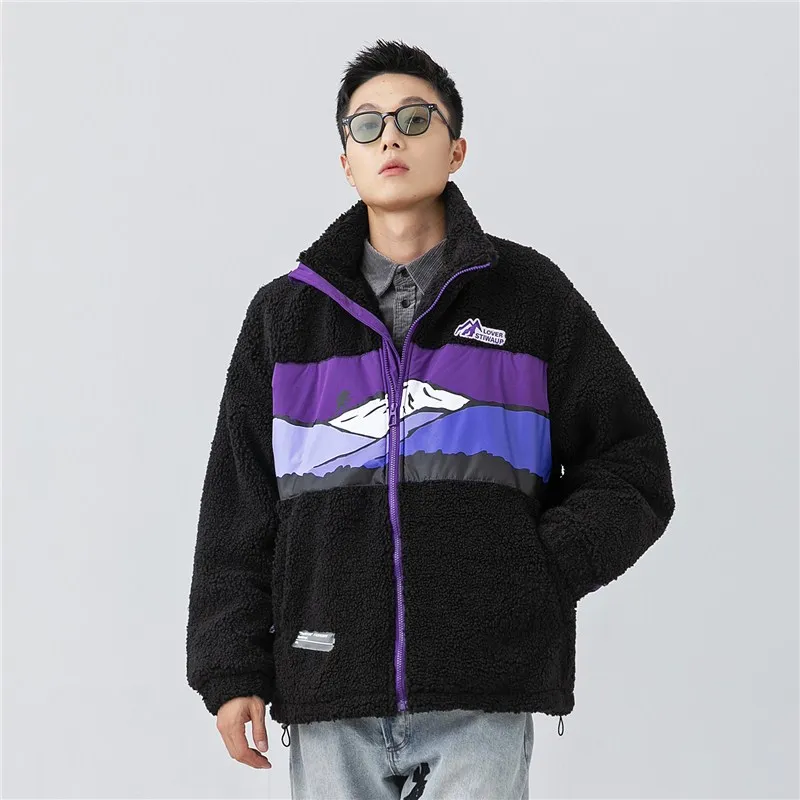 Men's Heating Plush Cold Jacket Y2k 2023 Winter Lamb Fleece Parkas Coat for Women Stand Collar Thick Short Padded Couple Jacket 3