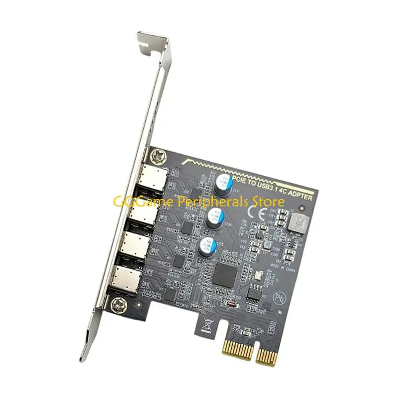 풀 사이즈 및 로우 프로파일 케이스용 이중 브래킷 디자인의 U55B 4포트 USB C PCIExpress 확장 카드