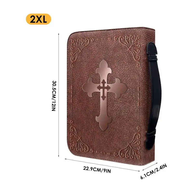 Bible Carrying Case PU Leather Bible Case With Handle Portable Carrying Book Case Church Bag With Handle For Church Bible Study