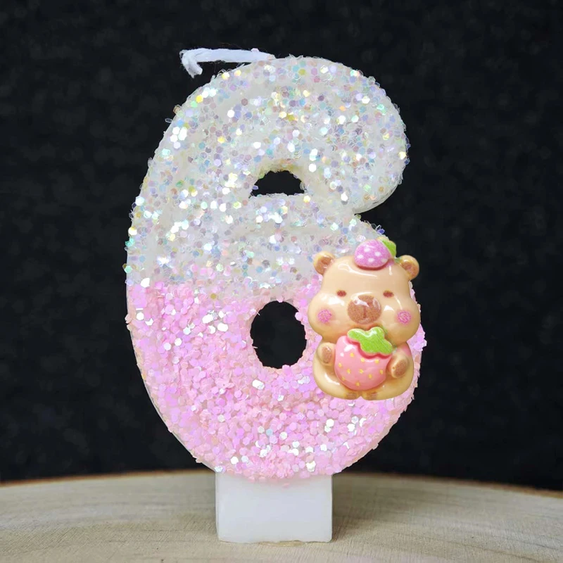 Kawaii Kerze Capybara 0-9 Nummer Geburtstagstorten-Dekoration Kapibala Tortenstecker für Geburtstag – Detail 7