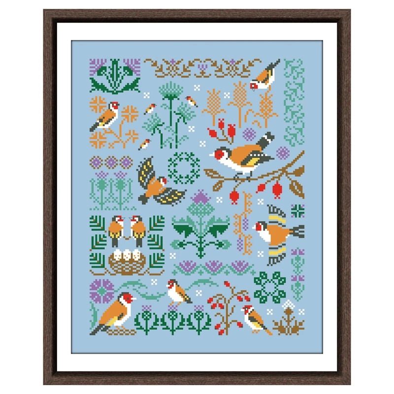 Cross Stitch Kit Bird geometry cross stitch kit cartoon pattern design 18ct 14ct 11ct skyblue canvas embroidery DIY