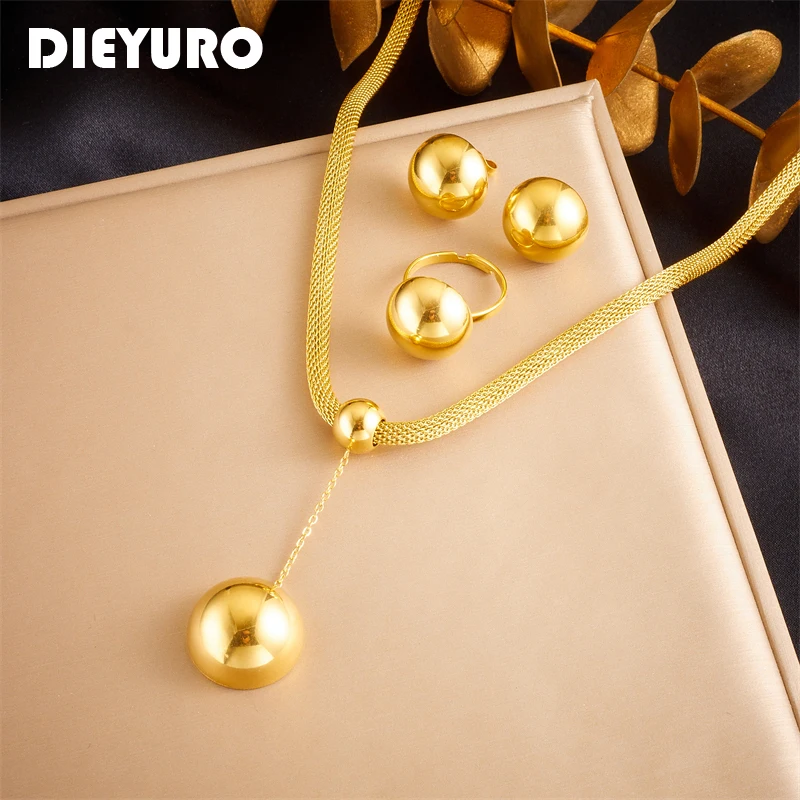 

Женское кольцо и серьги DIEYURO из нержавеющей стали 316L