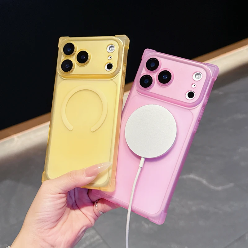 Magnetic Ice Mist Semi-Transparent Anti-Drop Phone Case with Sensitive Lens Protection
