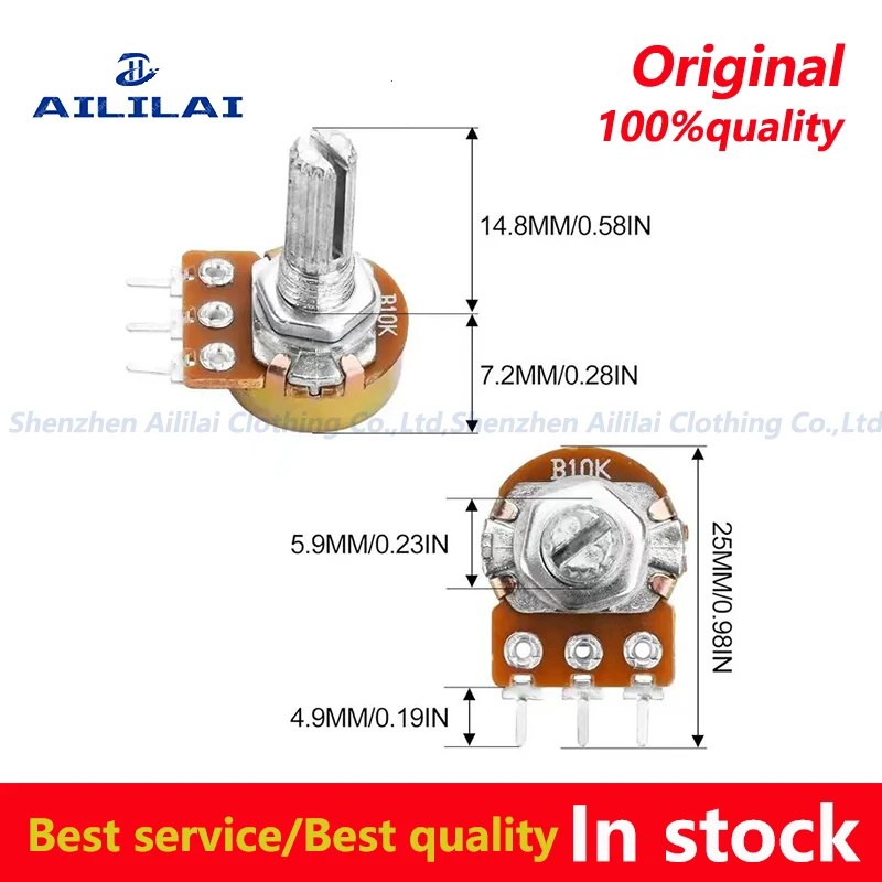 5PCS WH148 15mm 3pin Linear Potentiometer With Nuts And Washers 1K 2K 5K 10K 20K 50K 100K 200K 250K 500K 1M Potentiometers Kit