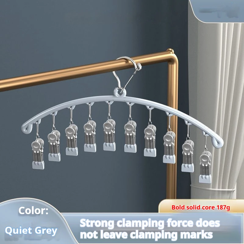 Stainless Steel Clothes Drying Hanger Windproof Clothing Rack 10 Clips Sock Laundry Airer Hanger Underwear Socks Holder Hangers 2