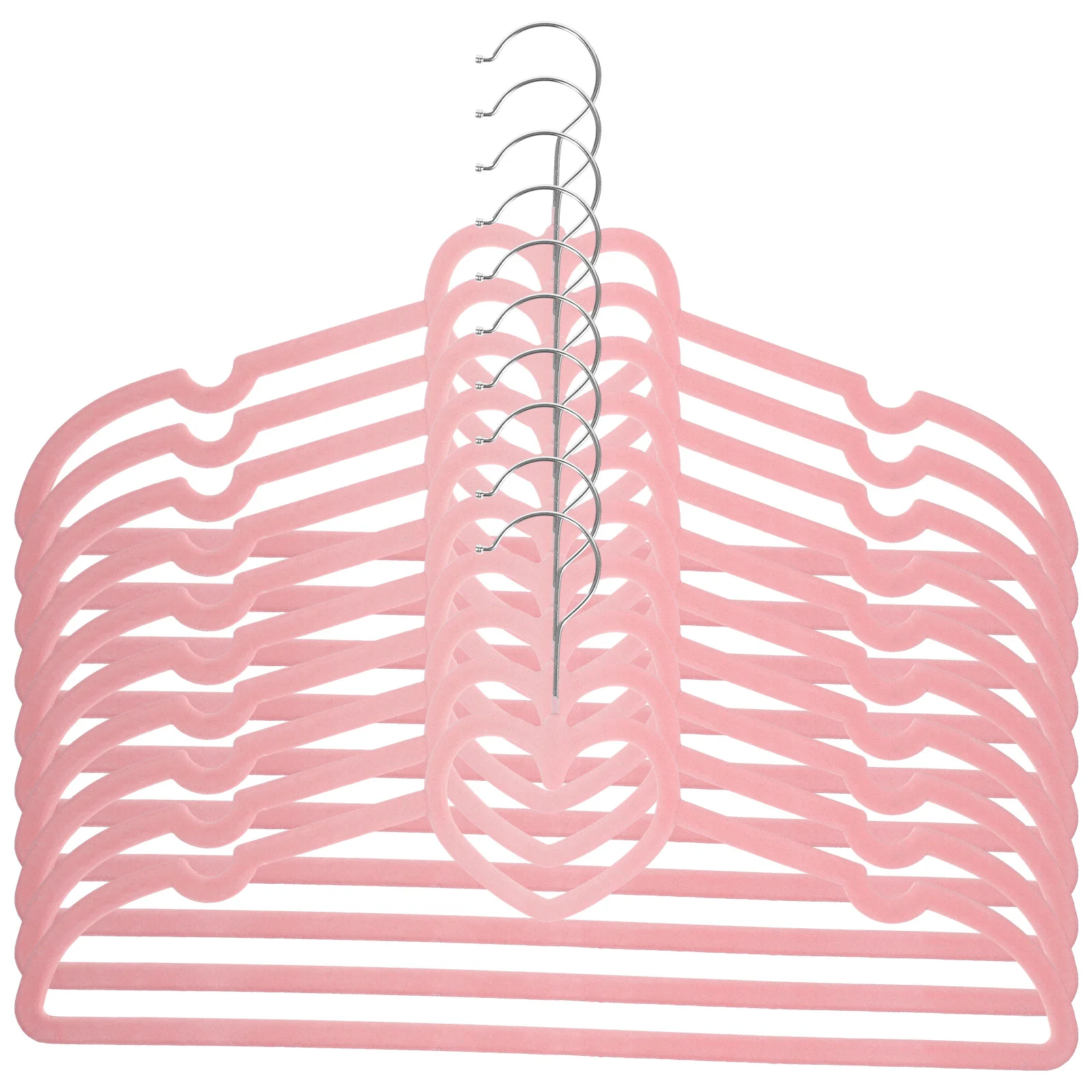

10 Pcs Heavy Duty Clothes Rack Velvet Love Hanger Plastic Hangers Heart Shaped for Jackets with Swivel Hook Baby