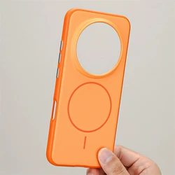 MagSafe Magnetic Hard Phone Case with Color Block Design and Skin Feel Finish for Honor Magic8 Pro (Orange)