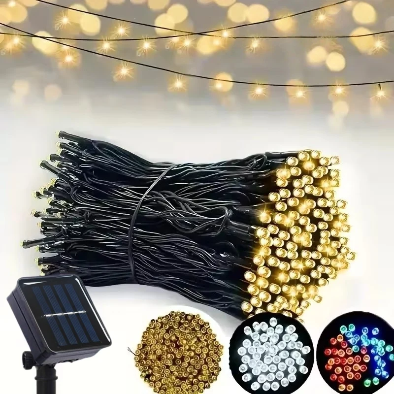 Solar-LED-Lichterkette für den Außenbereich, wasserdicht, 8 Modi, Lichterkette, solarbetrieben, für Weihnachtsbaum, Terrasse, Hof, Party, Urlaubsdekoration