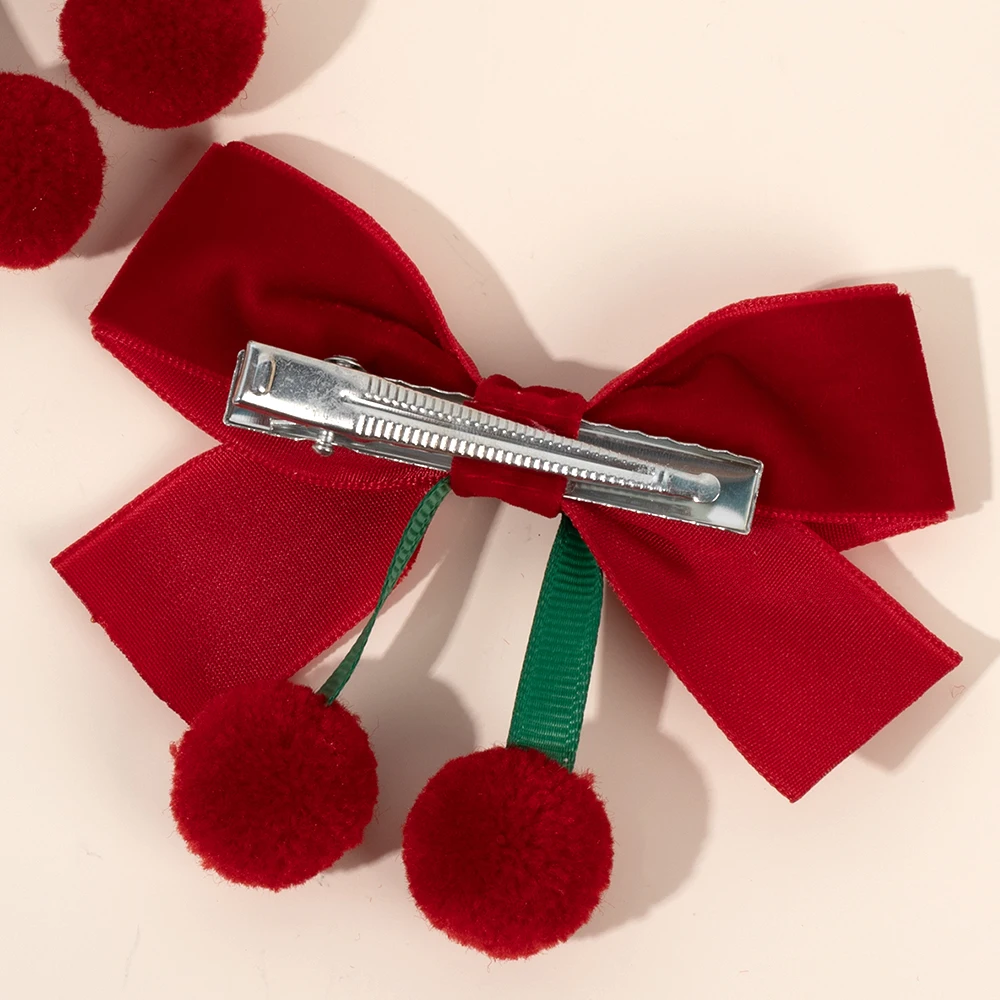 Barrette à Cheveux Noir - Nœud Fervent LOVE Avec Broche Abeille - Rouge Et Vert