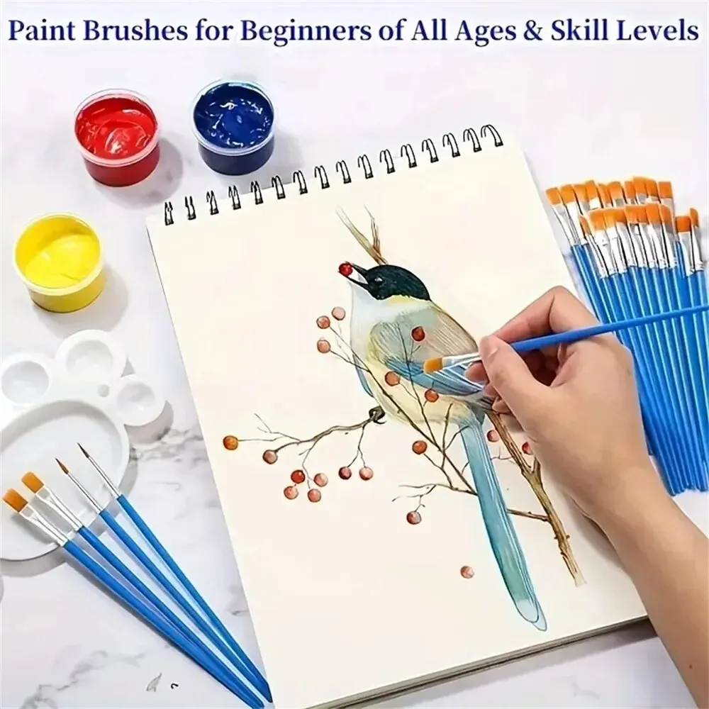 Paint Brushes 30pcs Small Fine Nylon Hair Detail Flat For Drawing Watercolor Brushes For Student Art Stationery