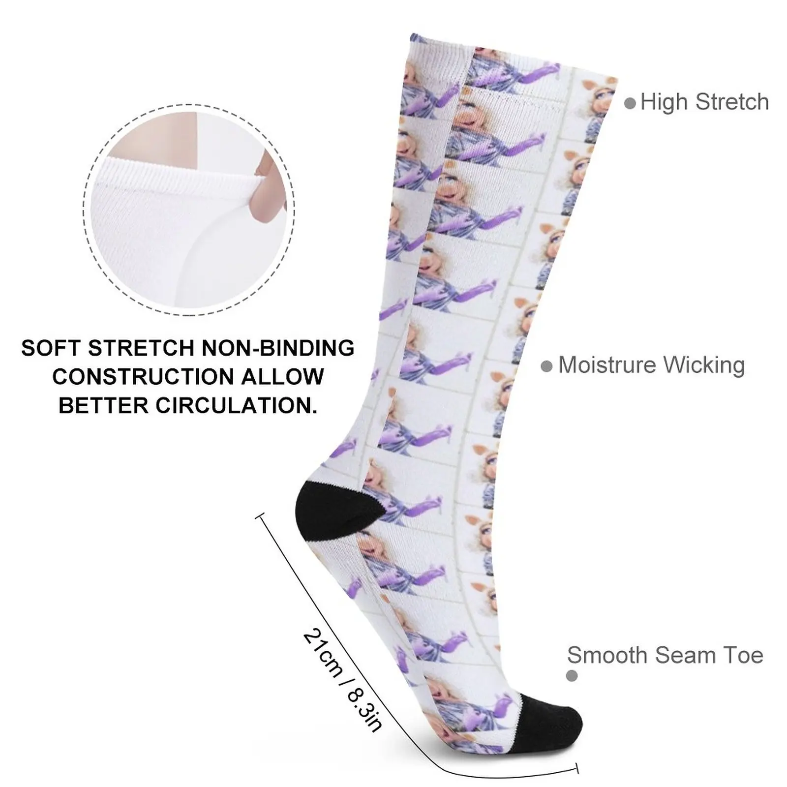 Miss Piggy wearing foil Socks Compression stockings sports stockings man