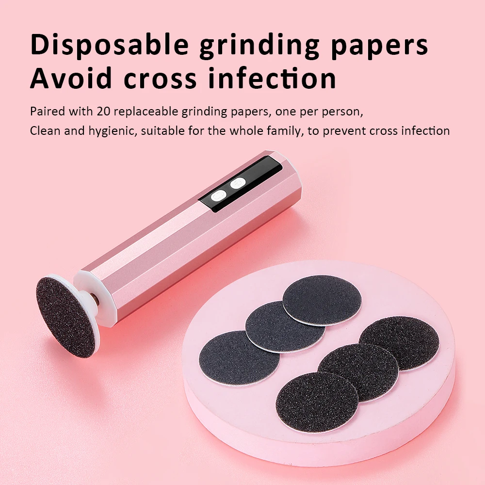 Wireless Foot Care File Leg Heels Remove Electric Foot Callus Remover USB Rechargeable Dead Skin Pedicure Tool Set Sandpaper 6