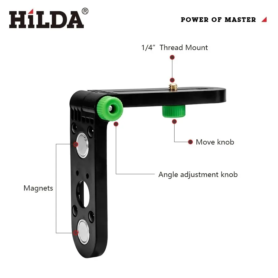 Description Picture 2 of itemHILDA Mini Laser Level Wall Bracket Adjustable 180° For 1/4" Thread Laser Levels Support Wall Mounted Holder Strong Magnet