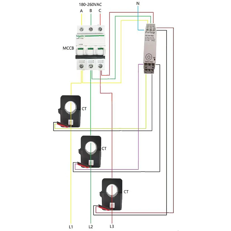 Energy Meter 3 Phase Wifi Smart Energy Meter With Current Transformer Clamp Voltmeter Ammeter