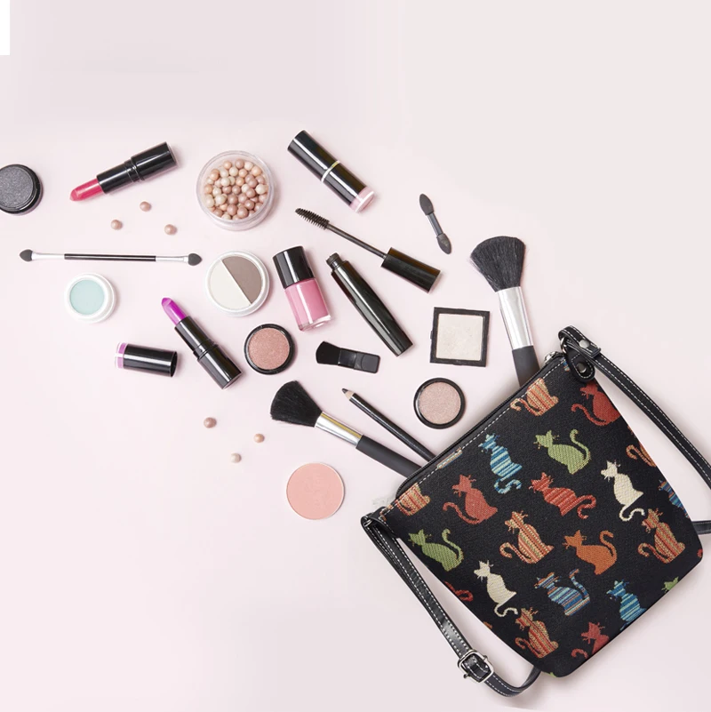 SAJA Vintage Shoulder bag Crossboby Female bag for Women Cat Animal patternLeisure Travel bag Purse handbags Ladies Daily Pouch