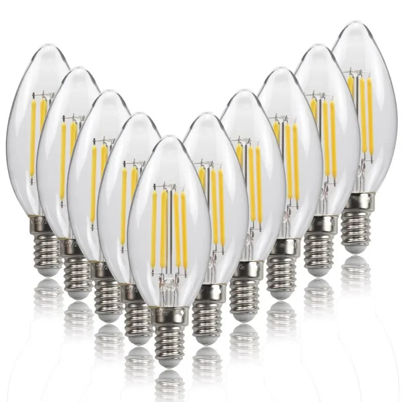 10 Uds 6W 4W 2W E14 bombilla LED AC220/240V filamento vela luz C35 Edison bombilla de vidrio Retro antiguo Estilo Vintage blanco frío cálido