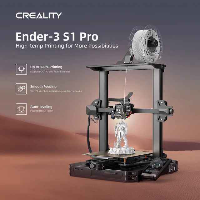 S1 pro-デュアルギア3Dプリンター,Creality-Ender-3 ℃  の高温度,sprite,300インチ,32ビット,サイレントcrタッチスクリーン