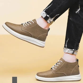 Men's Genuine Leather Casual Sports Shoes New Elevator Shoes 8cm 6cm Invisible Height-Enhancing Shoes Men's Elite Sneakers - Image 6