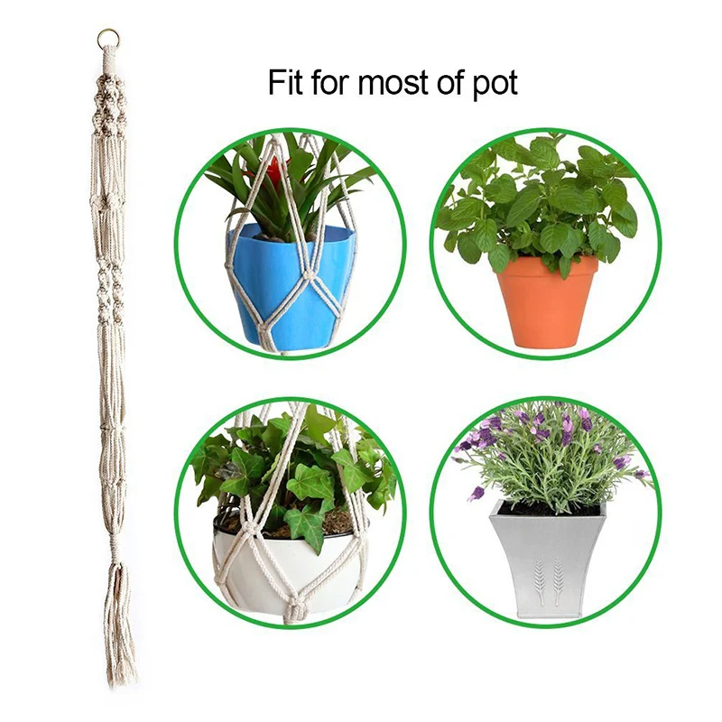 Elegant Woven Plant Hanger Basket with Tassel Design for Indoor and Outdoor Spaces