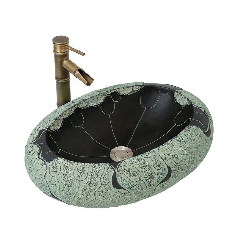 

Creative Lotus Leaf Bathroom Sinks Modern Green Wash Basin Toilet Washing Sink Home Kitchen Sink Above Counter Basin Resin