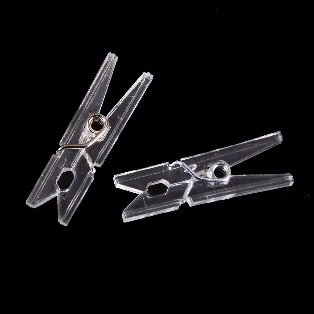 20 PCS/lot 25m Mini Spring Clear Transparent Clips Clothes Photo Paper Peg Pin Clothespin Craft Home Decoration New