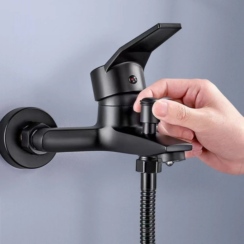 Bathroom Shower Faucet Bathtub Faucet ABS Plastics Handle Wall Mounted Dual Spout Hot Cold Mixer Valve Nozzle Tap For Bathroom Bathroom Shower Faucet Set