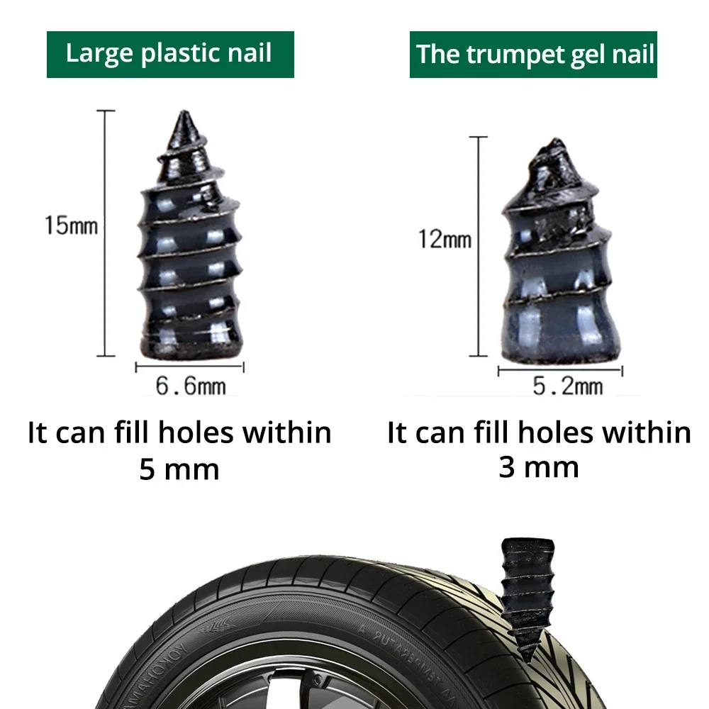 Riparazione pneumatici per auto Set di chiodi in gomma Viti per pneumatici  Kit di strumenti di riparazione tubeless