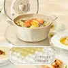 Soup Pot Boiling Slow Cooker Maifanshi Aluminum Alloy Nonstick White jade Floral glaze Anti scald handle 25.5x11cm Toaster oven 3