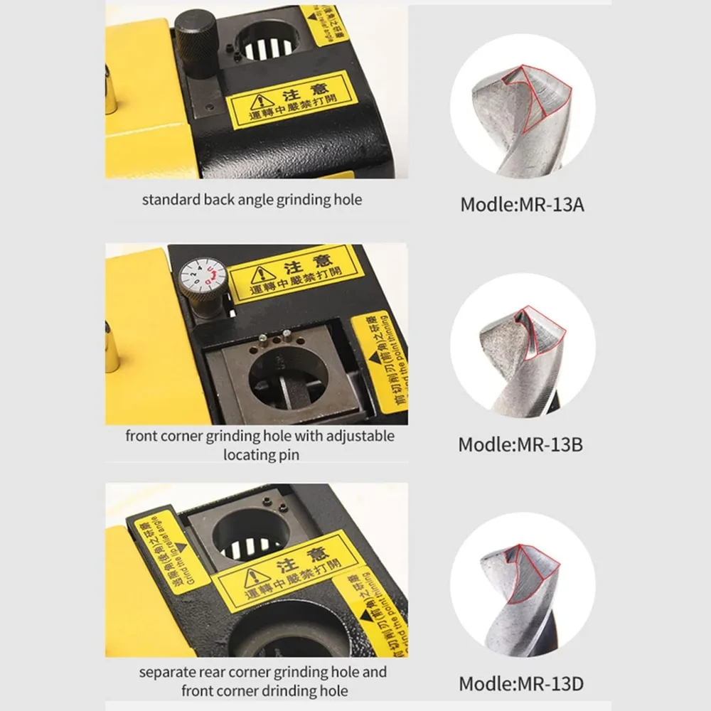 Drill Bits Sharpener MR-13A Drill bit Grinding Machine 3-15mm 95&deg; to 135&deg; Point Angle Adjustable Bit Re-Sharpener