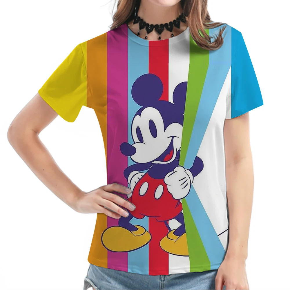 

New Minnie Mouse T Shirt Kawaiii Women Disney Tshirt Funny Top Tee Fashion Female Black T-shirts Streetwear Short Sleeve Clothes