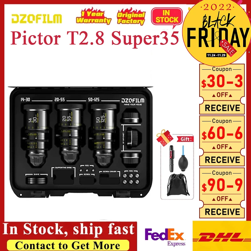 DZOFilm Pictor T2.8 Super35 Zoom 3 Lens Bundle (PL & EF Mount, Black
