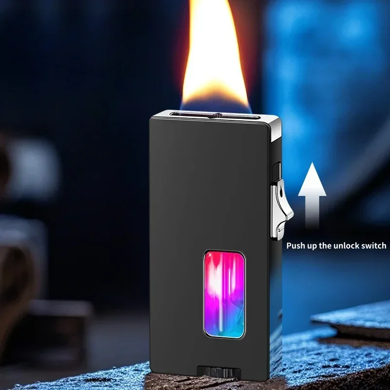 Enhanced Product Title:  
Sleek Ultra Wide Open Fire Butane Lighter with LED Gas Window & Gravity Sensing Ignition