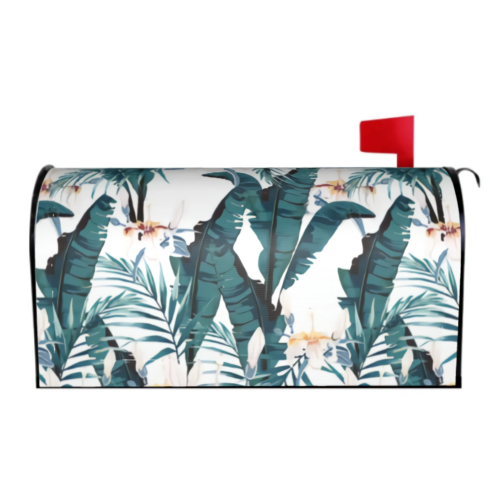 

Jungle Flowers Mailbox Covers Magnetic Palm Banana Leaf Mailbox Wraps Waterproof Tropical Summer Post Letter Box Cover Decor