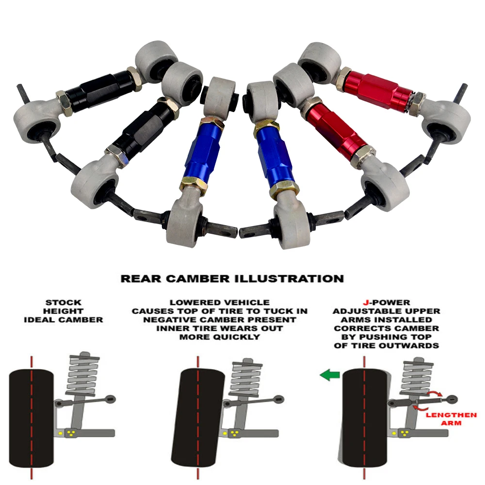 Rear Adjustable Camber Arms Kit 10mm Hole for Honda CRX Civic EK/EG Del Sol Acura Integra