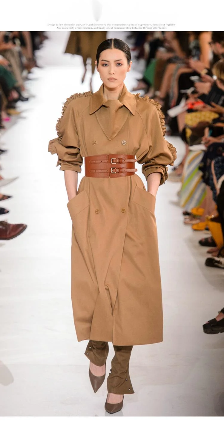 Nuova collezione Vita Versatile cintura nera Abbellimento Chiusura in vita per capispalla da donna Cintura larga elastica con cappotto, abito e gonna_voghion.com