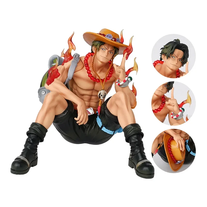 

13cm Anime One Piece Ace Figure Four Emperors Whitebeard Pirates Captain Manga Statue Pvc Action Figurine Collectible Model Toy