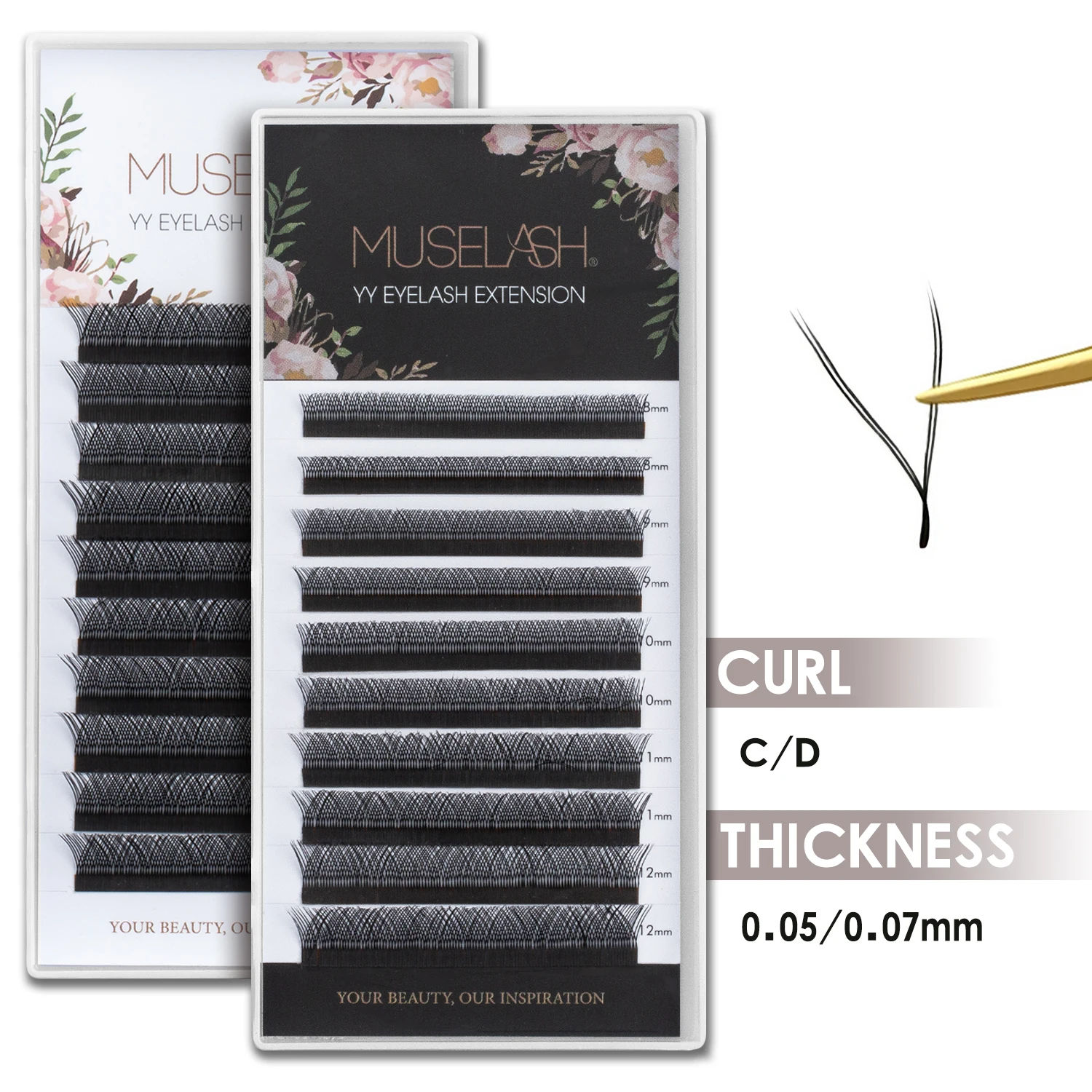 

12 Rows YY Shape Faux Mink Lashes Black Soft Brazilian Eyelashes Volume Fluffy Russian Premade Volume Fan Individual Lash Cilios