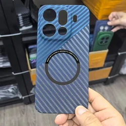 Sleek Carbon Fiber Pattern Ultra - Thin Business Case with Magnetic Charge and Anti - Drop Protection for Oppo Find X7 Pro (Black Blue)