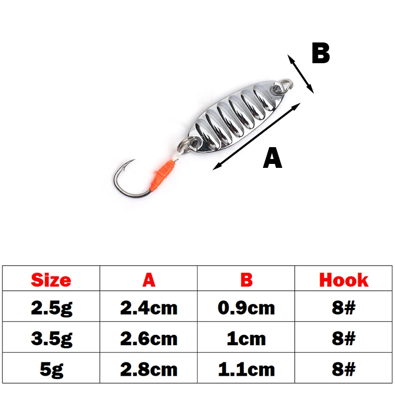 OUTKIT Metalllöffel Pailletten Angelköder Pesca Leech Jig Wobbler Isca Künstliche Wobbler für Fliegenfischen Harte Köder Forellenköder – Detail 6