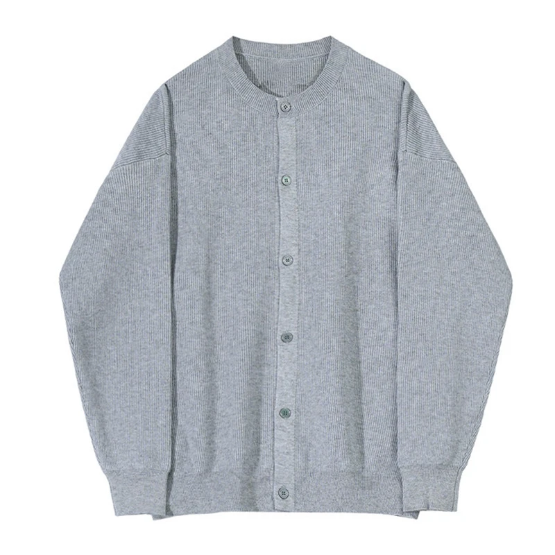 Men's Knitted Luxury Button Cardigan Sweatercoat Casual Long Sleeve O Neck Solid Color Vintage Korean Autumn Clothing New