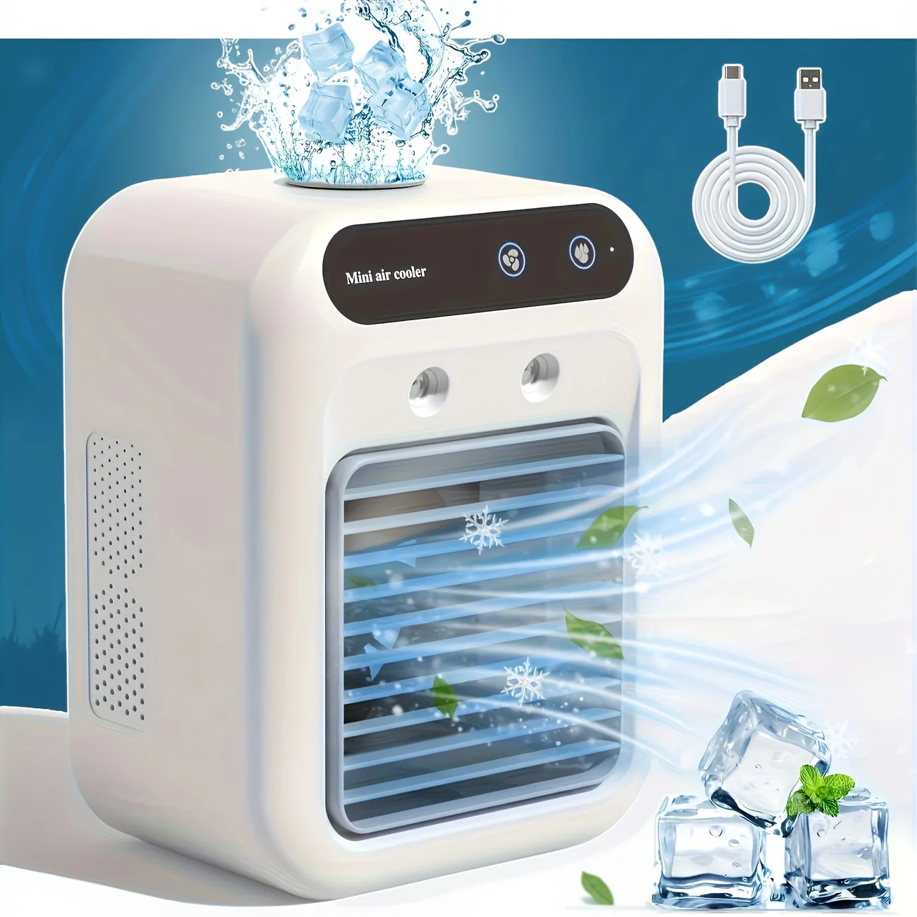 USB Dual Spray Mini Portable Air Cooler Fan Evaporative Air Conditioner Humidifier 20dB Quiet Desktop Cooling Fan for Home 4