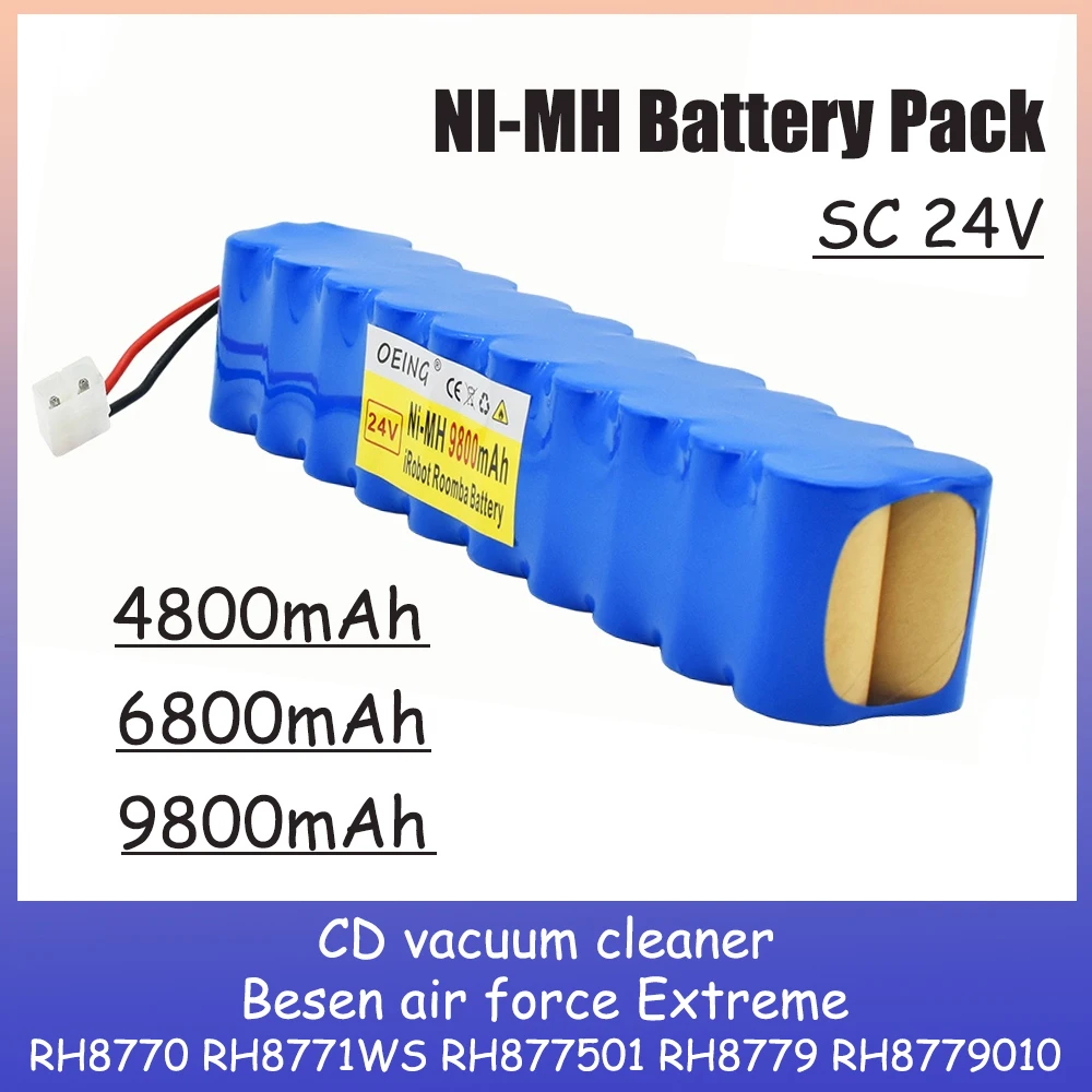 9800Mah Per Rowenta 24V Nimh Battery Pack Cd Aspirapolvere Per Besen Air Force Extreme Rh8770 Rh8771Ws Rh877501 Rh8779 Rh877901
