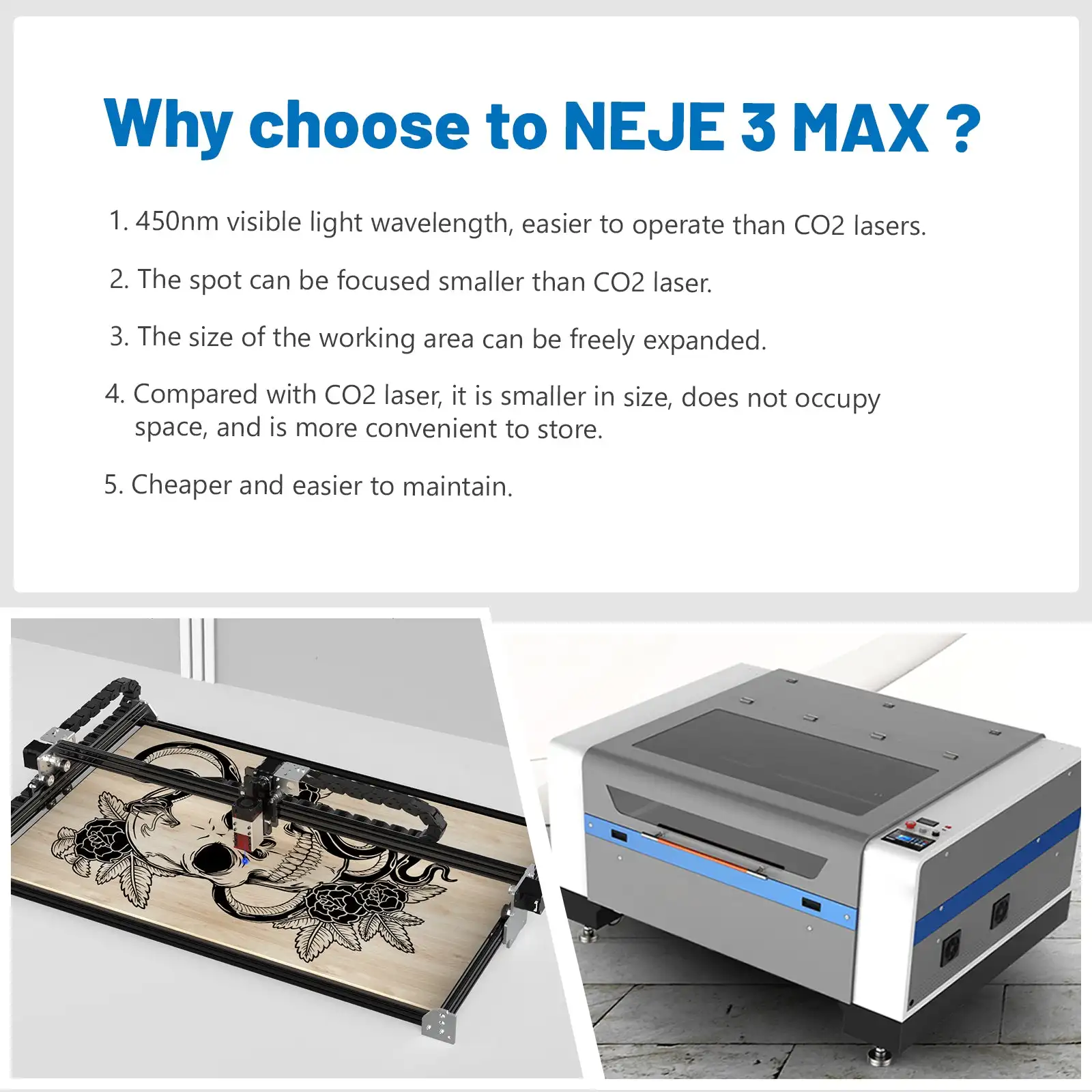 NEJE3 Max 460x810mm CNC Desktop Laser Engraver Wood CNC Router Engraving Cutting Cutter Printer Woodworking Lightburn cnc wood router