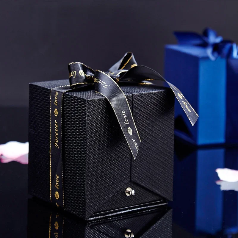 Immortal Rose Box Double Drawer Ring Stud Necklace Bracelet Surprise Box Valentine's Day Birthday Gift Packaging Box