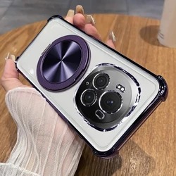 360 Degree Rotating Magnetic Shockproof Plating Case with Transparent Back Cover - Honor Magic 5 Pro (PURPLE)