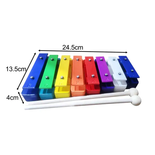 Glockenspiel Xilofone para crianças, coordenação ocular manual, instrumento de percussão, brinquedos musicais para jardim de infância e pré-escolar, 8 notas 6