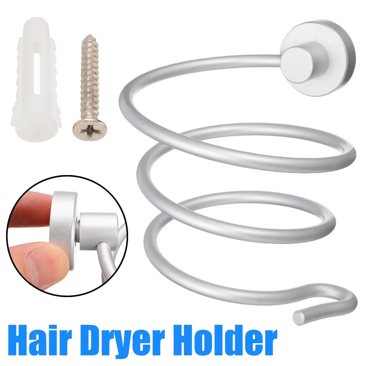 

Bathroom Hairdryer Rack Holder Tool Helical Shaped Hair Dryer Stand Holding Shelf Wall Mounted Barber Shop Bathroom Hardware