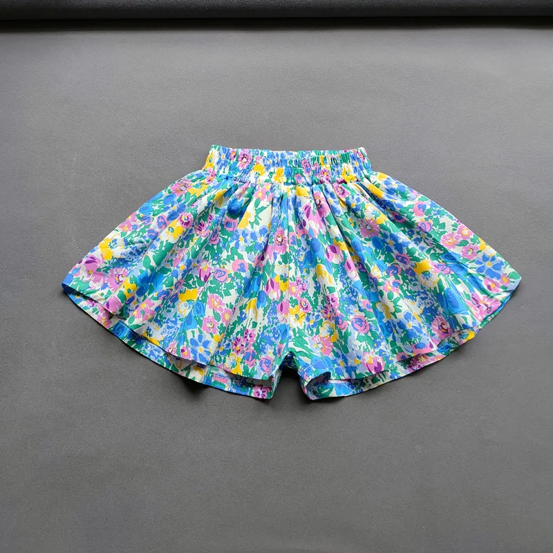 Sweet Girls Flower Culottes Summer Baby Girl Fashionable Children's Floral Wide-Leg Hot Pants Kids Girls Mini Shorts kids shorts